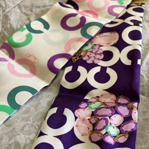 Coach 100% Silk Skinny Scarf Jewel Op Art
